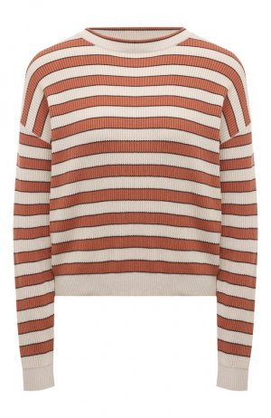 Хлопковый пуловер Brunello Cucinelli. Цвет: оранжевый