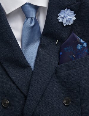 Набор галстука с цветочным принтом, нагрудного платка и булавок , синий Marks & Spencer
