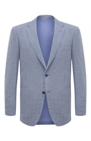 Пиджак из шерсти и хлопка Canali. Цвет: голубой