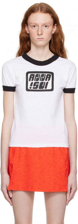 Бело-черная футболка Ringer Anna Sui