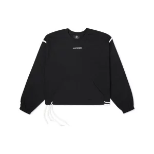 Повседневный пуловер с вышитым логотипом и круглым вырезом, длинными рукавами, женские топы, черный 10022827-A01 Converse