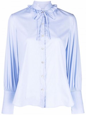 Блузка с оборками на воротнике Barba. Цвет: синий