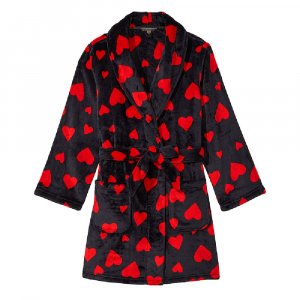 Халат Victoria's Secret Short Cozy Robe, черный/красный Victoria's