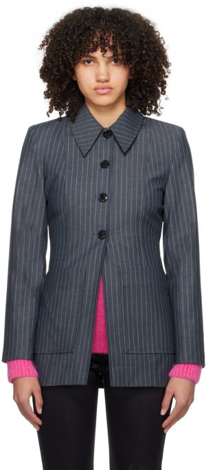 Серый пиджак в полоску Ganni, цвет Gray pinstripe GANNI