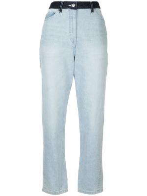 Укороченные джинсы с контрастным поясом Cyclas. Цвет: синий