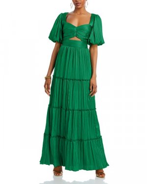 Плиссированное платье А-силуэта с вырезом , цвет Green AQUA