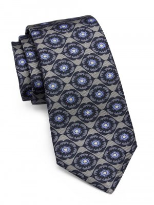 Шелковый галстук с цветочным принтом , белый Kiton