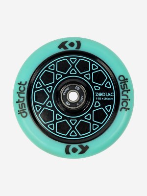 Колесо Zodiac 110 мм с подшипниками ABEC-9 для трюковых самокатов, Голубой District. Цвет: голубой