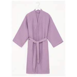 Халат удлиненный, укороченный рукав, пояс, размер 54-56, фиолетовый Этель. Цвет: сиреневый/фиолетовый