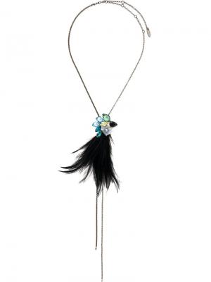 Ожерелье с перьями на подвеске Lanvin. Цвет: металлик