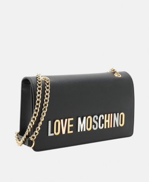 Кожаная сумка через плечо Love Moschino, черный MOSCHINO