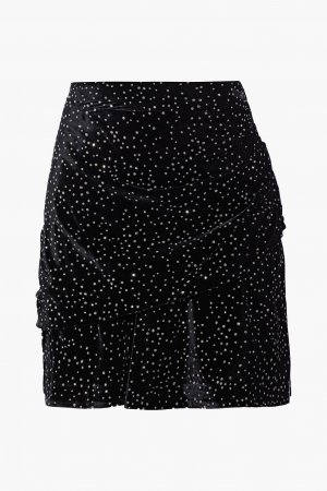 Бархатная мини-юбка Joleta с драпировкой и блестками, черный IRO