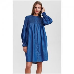 Платье NÜMPH Silhouettes женское, модель: 701565.3013, цвет: Medium Blue Denim, размер: 44 NUMPH. Цвет: синий