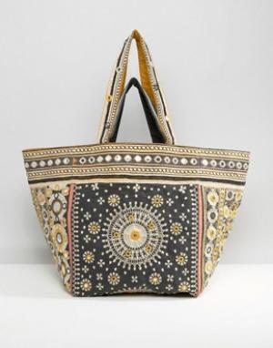 Большая пляжная сумка с вышивкой Star Mela. Цвет: мульти