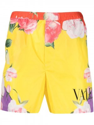 Плавки-шорты с принтом Flying Flowers Valentino. Цвет: желтый