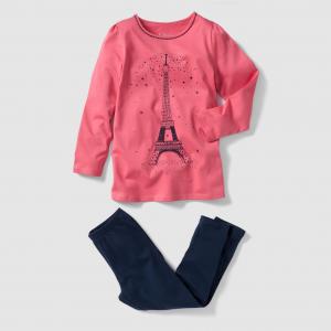 Пижама из джерси с рисунком Эйфелева башня, 2-12 лет R édition. Цвет: розовый