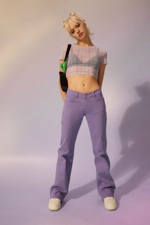 Расклешенные брюки из твила с заниженной талией , фиолетовый H&M