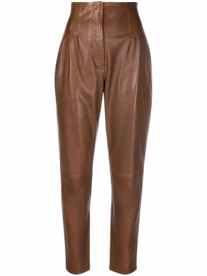 Зауженные кожаные брюки Alberta Ferretti. Цвет: коричневый