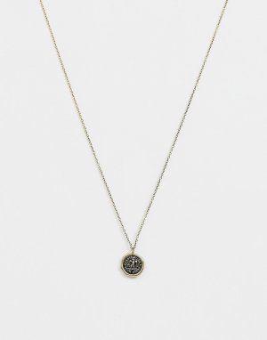 Золотистое ожерелье с круглой подвеской -Золотой Icon Brand