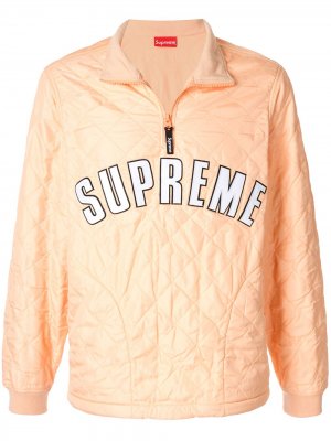 Стеганый пуловер с логотипом Supreme. Цвет: оранжевый
