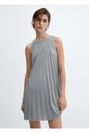 Короткое плиссированное платье , серый Mango