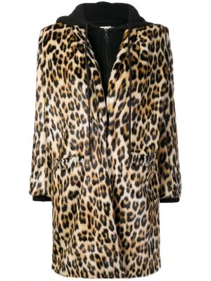 Пальто с капюшоном леопардовым узором Alice+Olivia. Цвет: нейтральные цвета