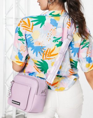 Сиреневая сумка через плечо для камеры с контрастным логотипом на ремешке -Фиолетовый цвет House of Holland