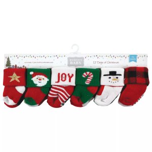 Хлопковые носки для новорожденных и махровые мальчиков, 12 дней Рождества, Санта Hudson Baby