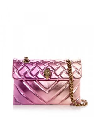 Маленькая стеганая кожаная сумка Kensington металлизированного цвета KURT GEIGER LONDON, цвет Pink London