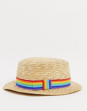 Соломенная шляпа с контрастной лентой -Мульти ASOS DESIGN