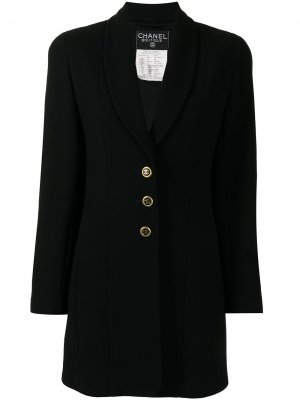 Однобортное пальто 1994-го года Chanel Pre-Owned. Цвет: черный
