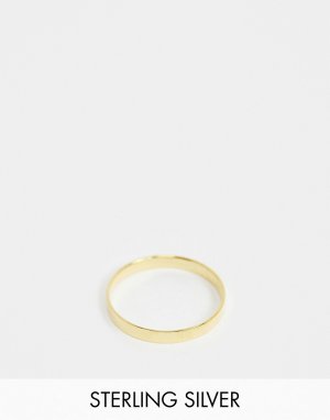 Серебряное плоское кольцо 3 мм -Золотой Kingsley Ryan
