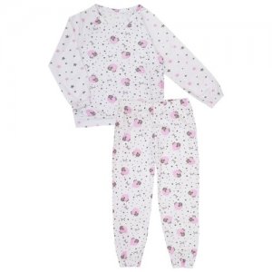 2820496 Пижама: джемпер, брюки SLEEPY CHILD, Котмаркот, размер 110, состав: 100% хлопок, цвет Белый KotMarKot. Цвет: белый/розовый