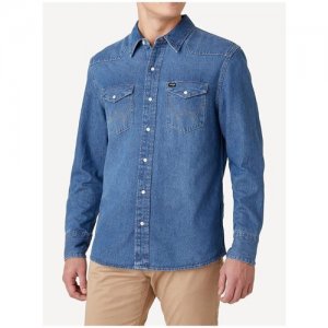 Рубашка джинсовая Icons 27MW Western Shirt in 2 year (L) Wrangler. Цвет: голубой