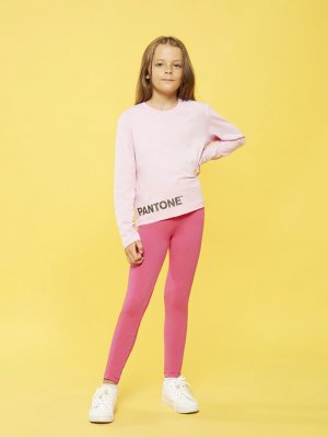 Укороченная футболка с круглым вырезом и длинными рукавами для девочек принтом Pantone