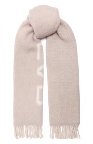 Шерстяной шарф BY FAR. Цвет: бежевый