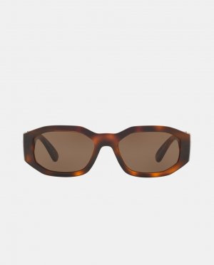 Солнцезащитные очки с геометрическим рисунком цвета гаваны , коричневый Versace