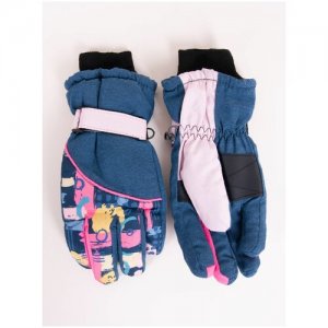 Перчатки зимние, подкладка, размер 16, розовый, синий Yo!. Цвет: синий/розовый