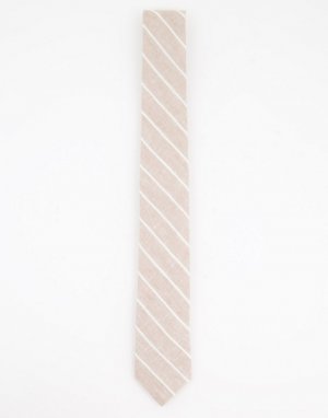 Льняной галстук в полоску -Белый Gianni Feraud
