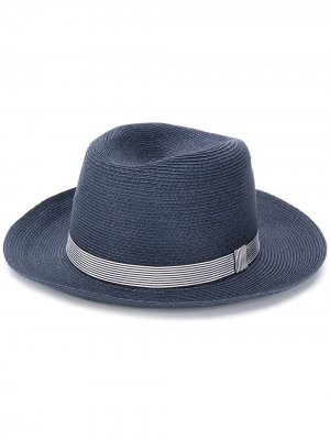 Шляпа-федора в полоску Loro Piana. Цвет: синий