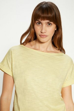 Хлопковая футболка Essential Slub с закатанными рукавами , желтый Oasis