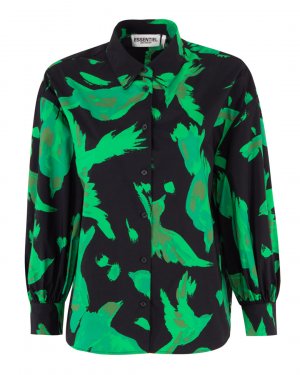 Блуза с принтом Essentiel. Цвет: зеленый+черный