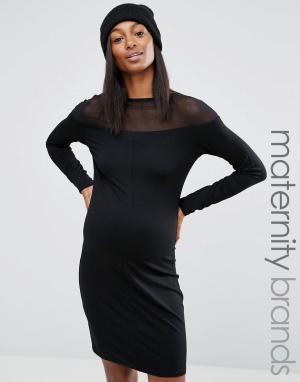 Трикотажное платье для беременных с сетчатыми вставками Noppies Matern Maternity. Цвет: черный
