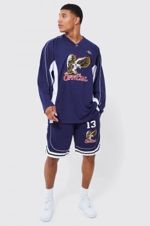 Официальная хоккейная футболка и короткий комплект eagle mesh , нави Boohoo