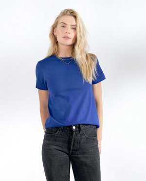 Женская футболка с круглым вырезом из натурального хлопка синего цвета , синий Bread & Boxers