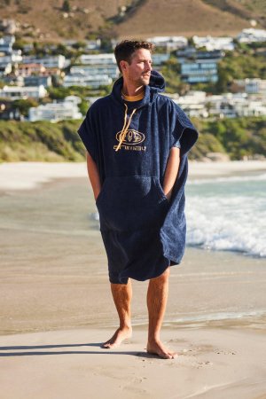 Халат Jacob Toweling Poncho из органического материала с регулируемым капюшоном и карманом, синий Animal