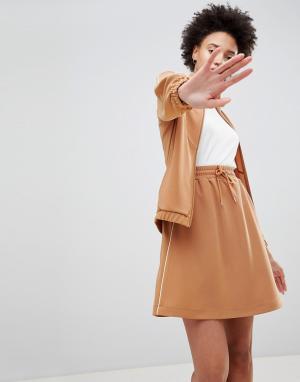 Спортивная юбка с полосками по бокам -Светло-коричневый Moss Copenhagen