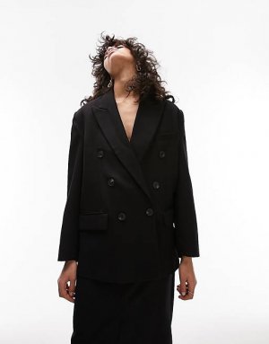 Черный двубортный пиджак на шести пуговицах co-ord в стиле 90-х Topshop