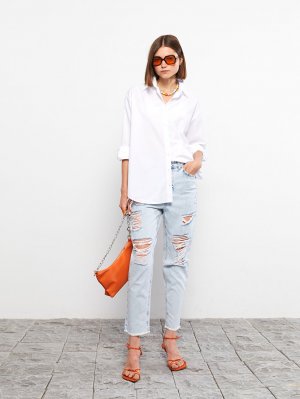 Рваные женские джинсы Rodeo с высокой талией Mom Fit и деталями LCW Jeans