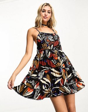Разноцветное длинное пляжное платье-комбинация Vintage Superdry